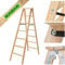 KADAX Escalera de madera, escalera de madera, escalera de pintores, escalera de pie, escalera de caballete, escalera plegable, escalera plegable con gancho de acero (7 peldaños)