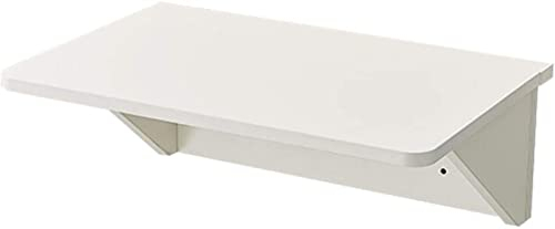 Wandmontierter Tisch, klappbarer Wandtisch, Schreibtisch, Wandregal mit Metallhalterungen, schwebender Schreibtisch, robust, platzsparend für Arbeitszimmer, Küche (Farbe: Weiß, Größe: 50 x 7