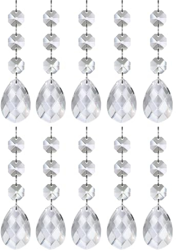 UCLEVER 10 Stück Sonnenfänger Anhänger Träne Kristall Suncatcher, 38mm Tropfen Kristallglas Kronleuchter Lichtfänger Kristalle Anhänger Prismen für Fenster Haus Garten Windspiel