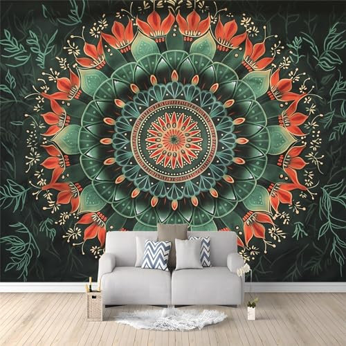 Art Fototapete Mandala Blumen 400 x 280 cm Kinderzimmer Vlies Tapete Moderne UV-Beständig Montagefertig Wohnzimmer Esszimmer Wandtapete