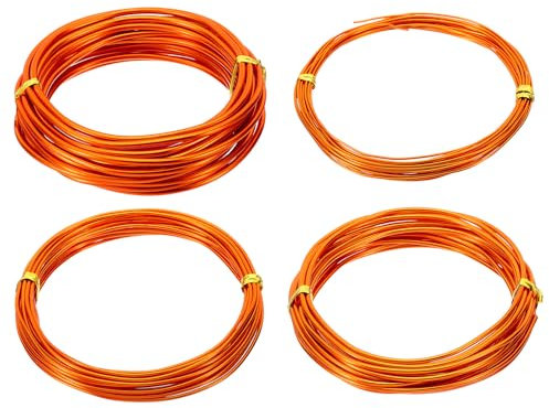 PATIKIL 16.4ft Aluminum Wire, 4pcs Jewelry Wire Bonsai Wire Metal Craft Wire 1mm 1.5mm 2mm 2.5mm for Crafts Bonsai Jewelry Making Beading Plants, Copper Tone