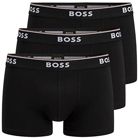 BOSS 3er Pack Herren Trunks Power Boxer Boxershorts Unterhosen Cotton Stretch, Farbe:Schwarz, Wäschegröße:L, Artikel:-001 Black