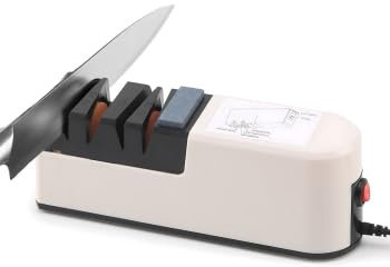 NCONCO Afilador de cuchillos eléctrico de 2 niveles, afilador de cuchillos eléctrico, afilador de cuchillos ergonómico, diamante profesional para afilado fino y cerámica especial para un afilado