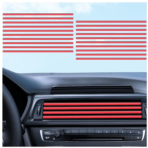 20 Stück 19.5cm Auto Deko Innenraum für Entlüftung,U-Form & Biegbar Auto Gadgets Innenraum für Entlüftungsöffnung,Universal Auto Zubehör Innenraum für Gerade Lüftungsschlitze (Rot)