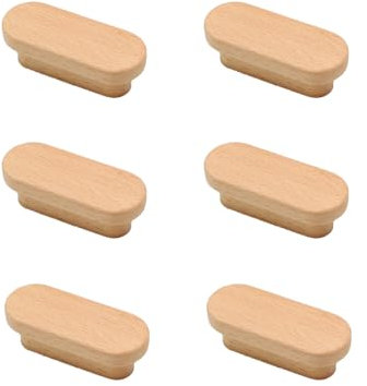 SANCHAKOU Holzknöpfe Kommode 6 Stück Geformt Schrank Tür Massivholz Griff Möbel Schublade Schrank Holz Griff Buche 32Mm