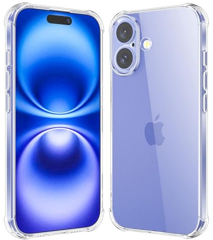 YIRSUR Camera Cover Case for iPhone 16 6.1-Inch, Advanced Air Cushion Drop Protection, [Non-Yellowing] Thin Slim Shockproof Transparent TPU Clear Bumper for iPhone 16 - Crystal Clear