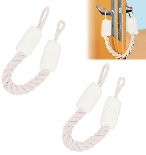 Arrêts de Portes Corde, Porte Cale Porte Corde, Corde de sécurité pour portes 2 pièces, protection anti-pincement pour bébés et animaux, pour animaux de compagnie, garde-doigt, 60 cm, Blanc