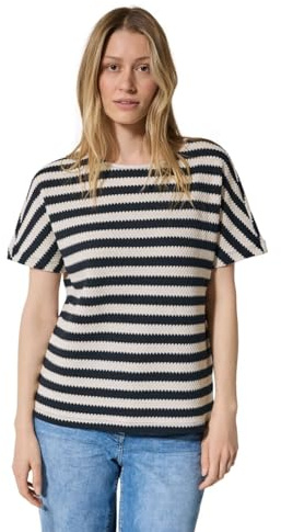 Cecil Striped Structure T-Shirt Light Alabaster White M