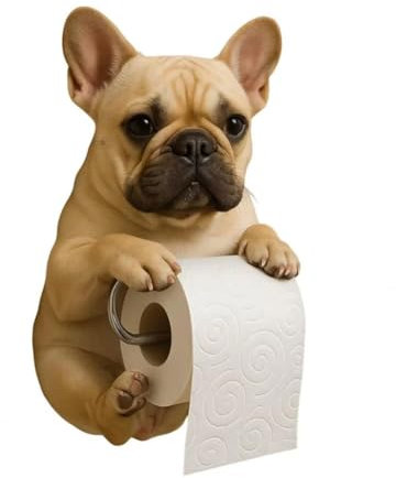 Generic Wall Mount Toilet Paper Roll Holder Dog Shape Paper Stand Roll Storage Rack for Kitchen Bathroom Counter Home Cottage