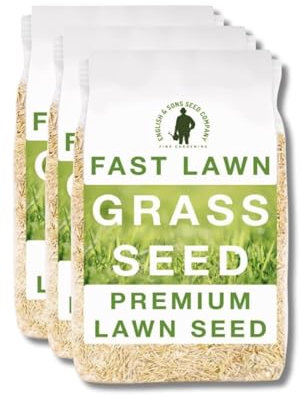Fast Lawn Grass Seed, 3kg (up to 180sqm) Premium Quality Fast Growing Grass Seeds. Tailored for UK Climate. Hardwearing Lawn Seed Perfect for New Lawns, Overseeding & Patch Repair. DEFRA Approved