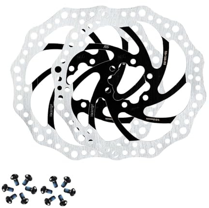 Velxnigt Rotor de disco de freno de acero inoxidable para bicicleta 160mm,con 12 pernos de montaje.Compatible con la mayoría de bicicletas de carretera,montaña,MTB BMX.Juego de 2 piezas (R6 Negro)