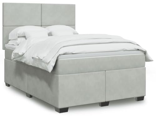 EMYRLXQW Betten & Zubehör, Betten & Bettrahmen - Boxspringbett mit Matratze Hellgrau 140x190 cm Samt