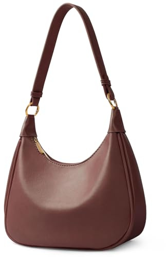 Aucuu Kleine Handtasche Damen, Y2K Crossbody Bag, PU Leder Schultertasche, Mini Elegant Hobo Bag Umhängetasche mit Reißverschluss, Retro Achsel Tasche, Shoulder Bag for Teenager Mädchen