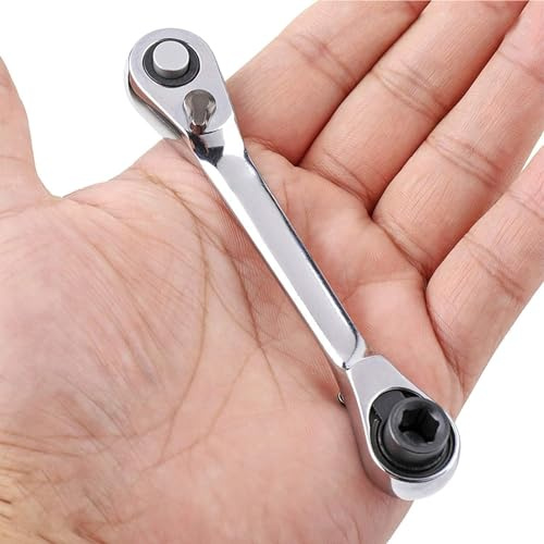 Clockjuan Chiave a cricchetto argento 1/10,2 cm Mini doppia testa 72 denti azionamento bussola e cacciavite bit cricchetto set rotatore pratico accessorio strumento 5 gradi montaggio rapido sblocco