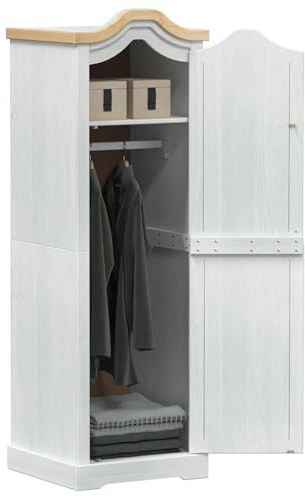 vidaXL Kleiderschränke Weiß 55 x 52 x 170 cm Massives Kiefernholz