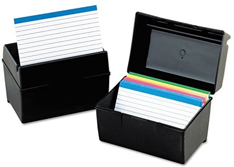 Oxford Plastic Index Card Box, 4 x 6 Inches, 400 Card Capacity, Black (01461)