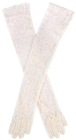 Dents Womens Long Lace Evening Gloves - Ivory