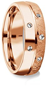 Rotgold Ring Verlobungsringe Rotgold (Silber 925 vergoldet) von AMOONIC mit Zirkonia Stein LUXUSETUI Ring Zirkonia wie Diamant Ehering Rotgold Trauring Freundschaftsring FF383VGRTZIFA58