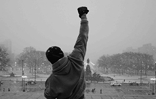 time4art Rocky Balboa BOXEN SPORT Boxing Schwarz und Weiß Print Canvas Bild auf Keilrahmen Leinwand Giclee 120x80 cm