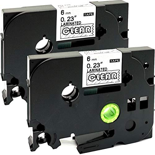 NEOUZA TZe-115 Etikettenband für Brother P-Touch laminiert, 6 mm x 8 m, Weiß auf Transparent, 2 Stück