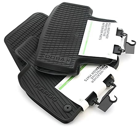 Skoda 57B061502 57A061512 Gummi Fußmatten 4X Gummimatten schwarz Original Allwettermatten mit Schriftzug