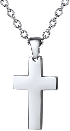 PROSTEEL Kreuzanhänger Edelstahl Christlich Kreuz Halskette Minimalist Unisex Halskette für Männer Frauen Jungen Mädchen, Silber-S