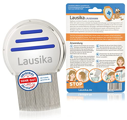 Läusekamm Lausika, Metall Nissenkamm mit extra engstehenden Zinken. Für Kinder und Erwachsene bei Kopfläusen und Nissen