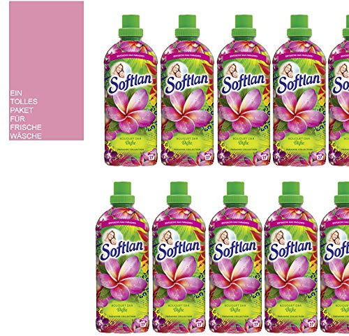 12tlg. STUDIO.MUNET Set: 10x650ml Softlan Weichspüler Bouquet der Düfte Paradise Collection tropischer Duft 24|7 310WL |1 x Kuschelweich Duftbox Wilde Vanille| 1 x Mini-Bag von STUDIO.MUNET