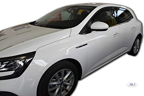 J&J AUTOMOTIVE | Windabweiser Passend Für Megane 4, 5-Türer Fließheck ab 2016, Heko Regenabweiser, Getönt, Set 4-Teilig, Vorne, Hinten, Aerodynamisch