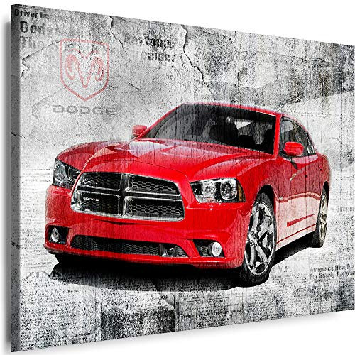 Myartstyle - Bilder Auto Dodge Charger 70 x 50 cm Leinwandbilder XXL - 1 Teilige Wandbilder Kunstdrucke w-a-2024-081