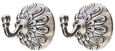 Tranquillo 2 Patères Crochets muraux Crochets à vêtements avec des décors en Céramique Blancs/Noirs/Jaunes Ø 6cm, 9 cm de Long