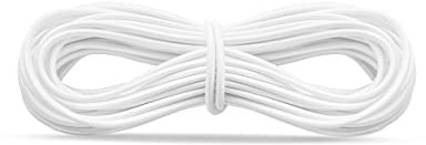 Elastische Kordel / Rundhutgummi schwarz & weiß (1 mm, 2 mm & 3 mm) für Bastelarbeiten, Schmuck, Masken, Partyhüte (weiß, 1,5 mm – 10 Meter)