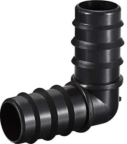 sourcing map Manguera Púa Riego Montajes Codo Conectores 25mm Púas 58mm x 58mm Plástico Conector para 1 Pulgada Interior Diámetro Manguera (Negro, Paquete de 20)