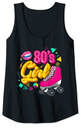 Damen 80er Jahre Party Mottoparty Outfit Kostüm Vintage Retro Tank Top