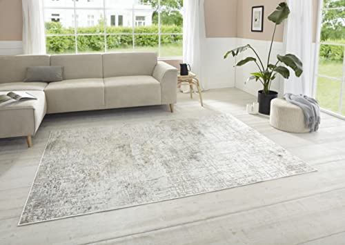Chameis Kurzflor Teppich – Vintage-Look Viskose Klassisch leicht glänzend Relief-Optik Marmor-Optik Design Used-Look für Wohnzimmer Küche Flur oder Schlafzimmer Beige Kupfer, 200x290cm