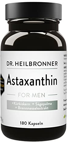 Dr. Heilbronner Astaxanthin FOR MEN Kapseln in der Glasflasche mit Sägepalmenextrakt Brennnesselextrakt und Kürbiskernextrakt I Nahrungsergänzung für Männer I vegan glutenfrei und lactosefrei