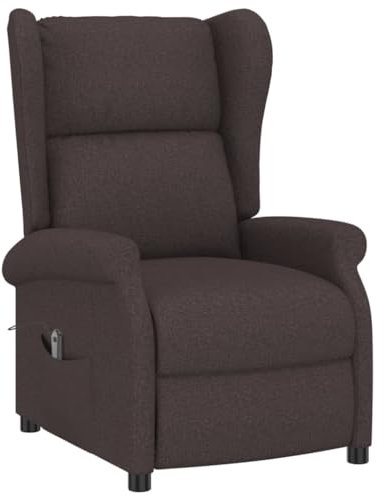 vidaXL Ohrensessel, Relaxsessel mit Liegefunktion, Verstellbar Elektrisch Sessel, Fernsehsessel Polstersessel Liegesessel, Dunkelbraun Stoff