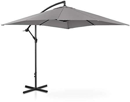 Uniprodo UNI-UMBRELLA-SQ250DG-N Sombrilla para jardín, Parasol grande para terraza exterior, Protección UV 50+, Base en Cruz, Impermeable, Inclinable y Giratorio, Cuadrada 250 x 250 cm, Gris oscuro