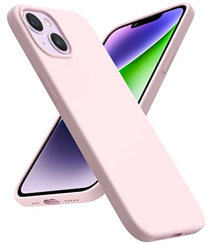 ACRONIX iPhone 14 Case - Silky-Soft Touch Liquid Silicone Shockproof Rubber Comprehensive Protection Cover - Chalk Pink