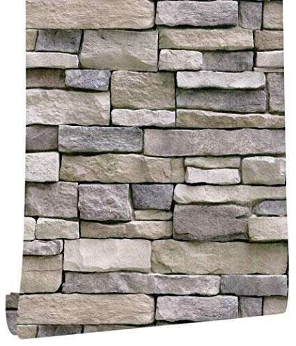 myforHD Selbstklebend Tapete Wandpapier Ziegel Selbstklebende Wandaufkleber 44cmX1000cm Vintage Backstein Stein tapeten Wasserdicht für Küche Schlafzimmer Wohnzimmer Wand