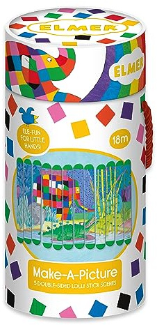 Elmer Lolly Stick Puzzles - Make a Picture from 12 Lolly Sticks - 5 Double Sided Lolly Stick Scenes