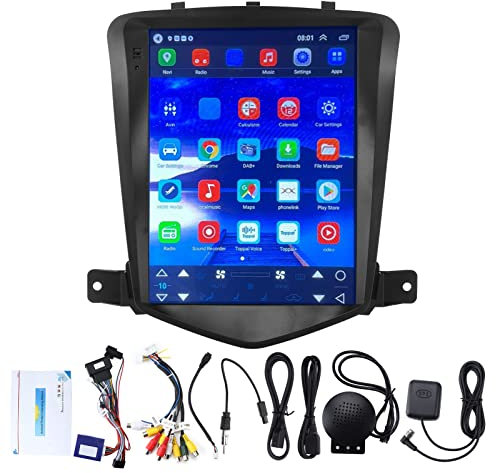 GPS para Automóvil, Radio para Automóvil Estéreo Antena WiFi 9.7in Pantalla Táctil Bluetooth Manos Libres Reemplazo para Chevrolet Cruze J300 2008‑2014 para Auto Multimedia