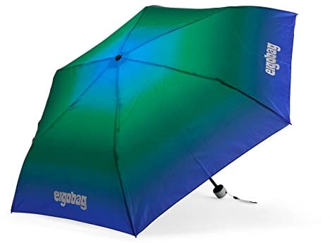 ergobag Regenschirm Kinderschirm für die Schultasche, ultraleicht und klein mit Tasche, Ø90 cm TruckBär - Blau