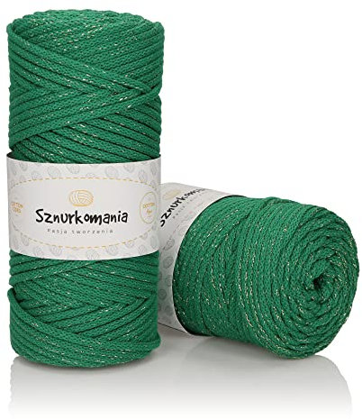 Cordoncino in cotone glitterato da 5 mm, 90,1 m, 100 m, cordoncino intrecciato con filo metallico, per uncinetto, corda lucida, corda macramè, filato macramè