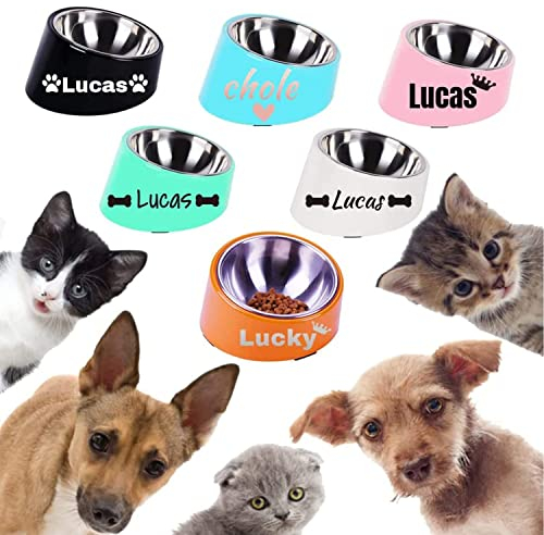 Personalisierter Hundenapf 15 ° neigbares Design Katzennapf Benutzerdefinierter Haustiername Hund Futternapf Unterseite rutschfest gesund Fütterung Haustier Napf