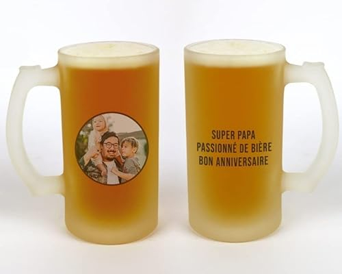 CADEAUX.COM - Chope De Bière Personnalisable - Verre à Biere Personnalisé - Cadeau Personnalisable Homme - Idée Fete des Peres - Cadeau Papa Anniversaire Noel