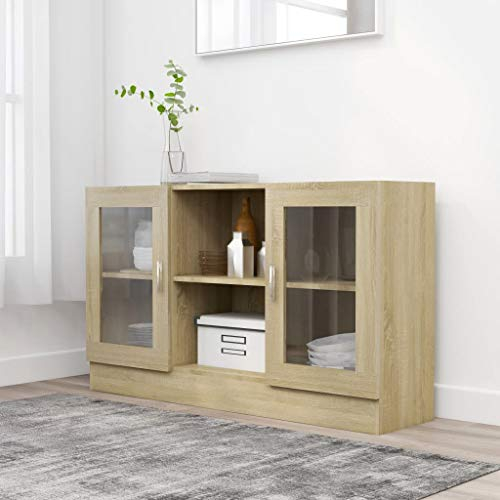 INLIFE Vitrinenschrank Sonoma-Eiche 120x30,5x70 cm Holzwerkstoff,Braun,28KG,802789