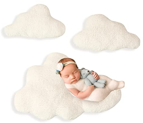 ISAKEN Neugeborene Fotografie Props - 3D Wolken Posieren Kissen für Säuglinge 0-12 Monate - Fotoshooting Zubehör und Posing Hilfe