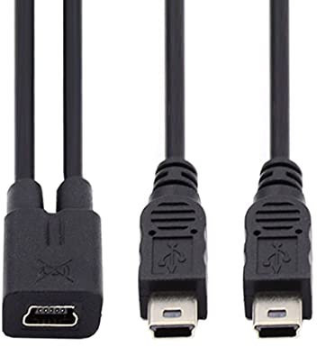 chenyang Mini USB Splitter Charging Cable, 0.98FT/0.3M, Supports Charging Two Mini USB Devices at Once