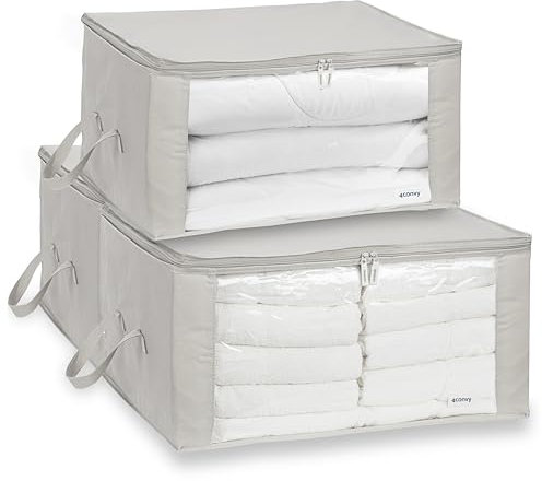 4CONVY feste faltbare Kleideraufbewahrung Box -[2024 VERBESSERTES MATERIAL] langlebiges Oxford Material - ohne Metallrahmen - Aufbewahrungstasche für Bettdecken –Aufbewahrungsbox - 3x90L